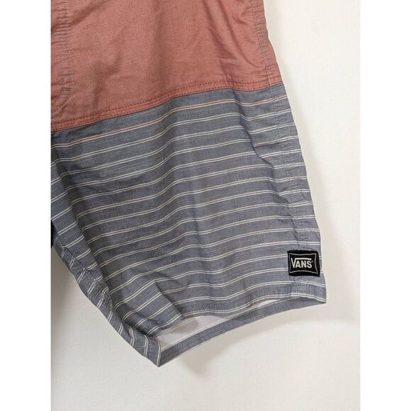 Vans Swim Trunks Boardshorts Orange and Gray Strips - Size 34 - Picture 3 of 8